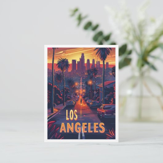 Carte Postale Belle Los Angeles USA Illustration Travel (Debout devant)