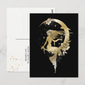 Carte Postale Belle lune étoiles femme art déco illustration (Devant / Derrière)