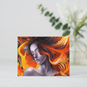 Carte Postale Belle Manga Anime Femme aux cheveux longs (Debout devant)