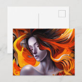 Carte Postale Belle Manga Anime Femme aux cheveux longs (Devant / Derrière)