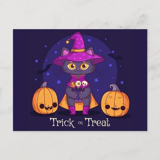 Carte Postale Belle marque de chat noir ou traitement (Devant)