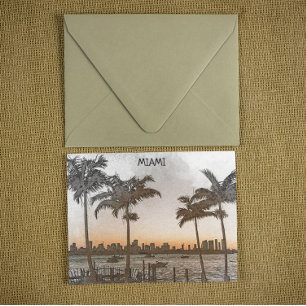 Carte Postale Belle Miami Florida Vintage Skyline