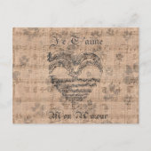 Carte Postale Belle musique ancienne notes coeur (Devant)