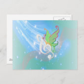 Carte Postale Belle note de musique blanche cool vive papillon (Devant / Derrière)