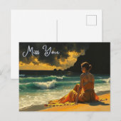 Carte Postale Belle Nuit Côtière | Tu me manques (Devant / Derrière)