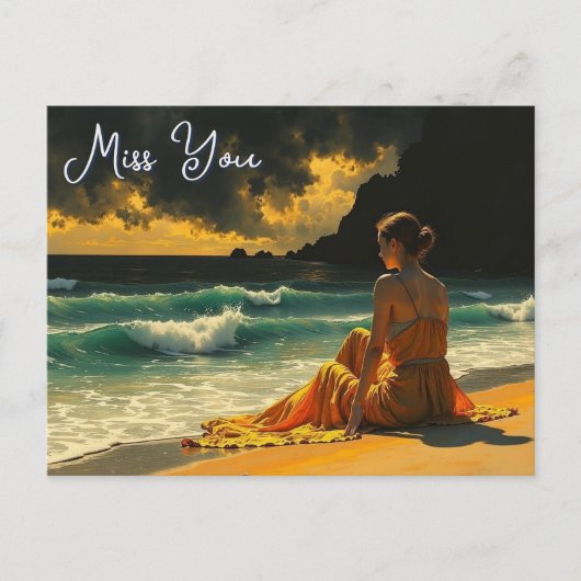 Carte Postale Belle Nuit Côtière | Tu me manques (Devant)