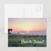 Carte Postale Belle Orange Florida Sunset Dock Pier (Devant / Derrière)