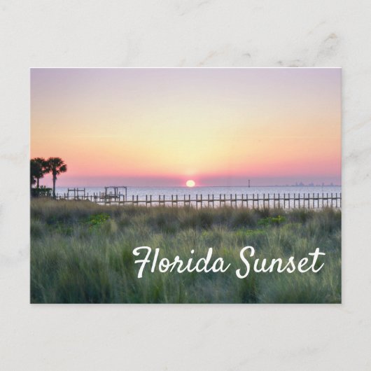 Carte Postale Belle Orange Florida Sunset Dock Pier (Devant)