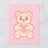 Carte Postale Belle ours de la Saint Valentin au coeur rouge (Devant)