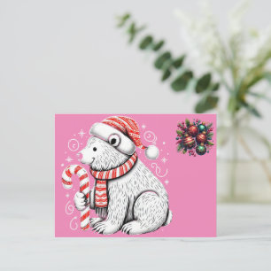 Carte Postale Belle Ours polaire de Noël