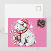 Carte Postale Belle Ours polaire de Noël (Devant / Derrière)