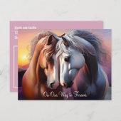 Carte Postale Belle paire de chevaux pour l'Anniversaire (Devant / Derrière)
