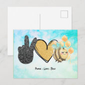 Carte Postale Belle Paix Aimer Les Abeilles (Devant / Derrière)