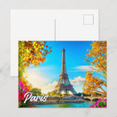 Carte Postale Belle Paris, France | Tour Eiffel (Devant / Derrière)