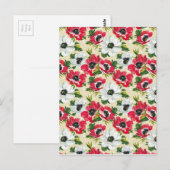 Carte Postale Belle pavot rouge et blanc sur jaune crème (Devant / Derrière)