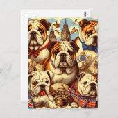 Carte Postale Belle peinture anglaise de Bulldog (Devant / Derrière)