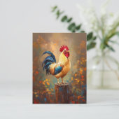 Carte Postale Belle peinture de coq (Debout devant)