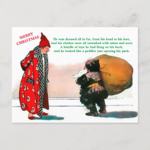 Carte Postale Belle Père Noël Vintage en Fur Très Vieux Art (cop