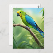 Carte Postale Belle Perruche dans la Jungle (Devant / Derrière)