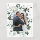 Carte Postale Belle Photo Fleurie Blanche Remerciement de Mariag (Devant)