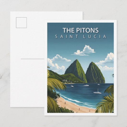 Carte Postale Belle Place des Pitons Sainte Lucie Voyage (Devant / Derrière)