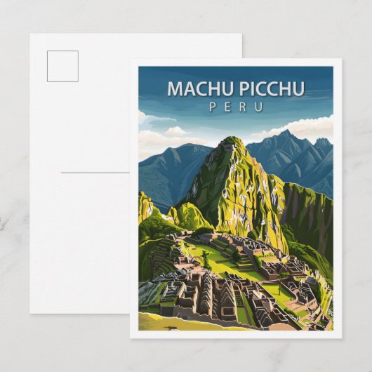 Carte Postale Belle Place Machu Picchu Illustration Voyage (Devant / Derrière)