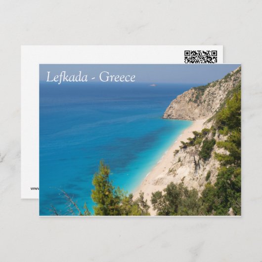 Carte Postale Belle plage à Lefada Grèce (Devant / Derrière)