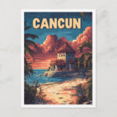 Carte Postale Belle plage de Cancun Mexique Illustration Voyage (Devant)