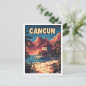 Carte Postale Belle plage de Cancun Mexique Illustration Voyage (Debout devant)