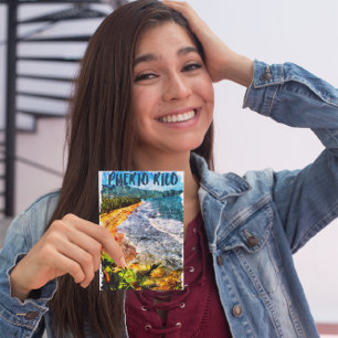 Carte Postale Belle plage de Porto Rico Watercolor