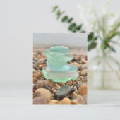 Carte Postale Belle plage de Seaglass Turquoise Penser à vous Ca (Debout devant)