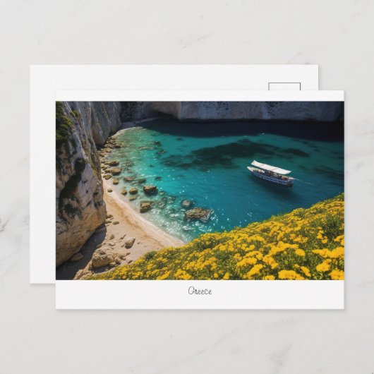 Carte Postale Belle plage en Grèce  (Devant / Derrière)