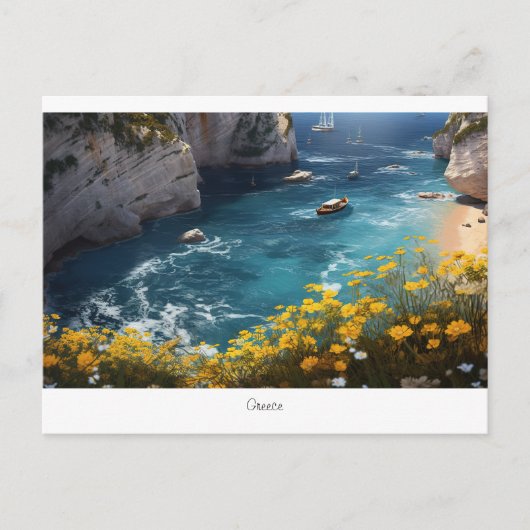 Carte Postale Belle plage en Grèce (Devant)