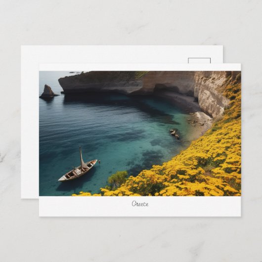 Carte Postale Belle plage en Grèce  (Devant / Derrière)