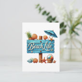 Carte Postale Belle plage vie mot d'art signe (Debout devant)