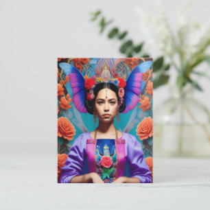 Carte Postale Belle princesse avec robe florale