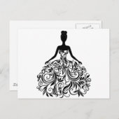 Carte Postale Belle robe Fille de mariage de fille longue (Devant / Derrière)