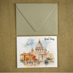 Carte Postale Belle Rome Italie aquarelle peinture