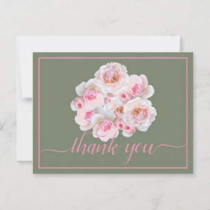 Carte Postale Belle rose Roses Couleur fond Merci chic