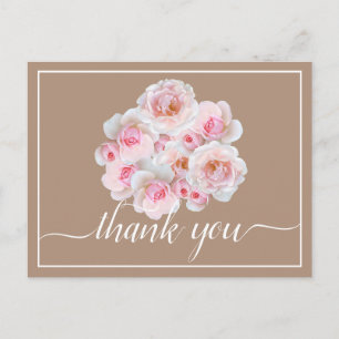 Carte Postale Belle rose Roses Couleur fond Merci chic