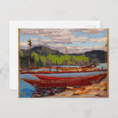 Carte Postale Belle scène du lac canadien Tom Thomson Bateaux (Devant / Derrière)
