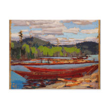 Belle scène du lac canadien Tom Thomson Bateaux