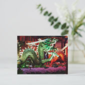 Carte Postale Belle sculpture d'Art Dragon Vert (Debout devant)