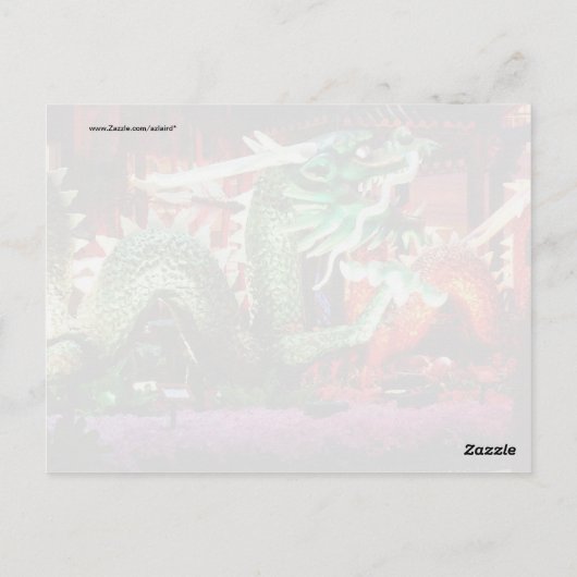 Carte Postale Belle sculpture d'Art Dragon Vert (Dos)