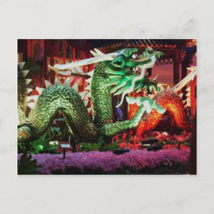 Carte Postale Belle sculpture d'Art Dragon Vert