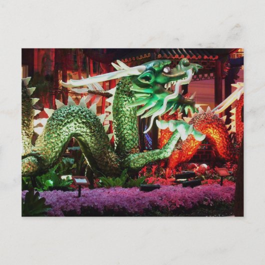 Carte Postale Belle sculpture d'Art Dragon Vert (Devant)