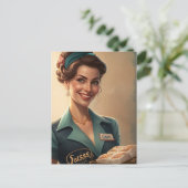 Carte Postale Belle serveuse (Debout devant)