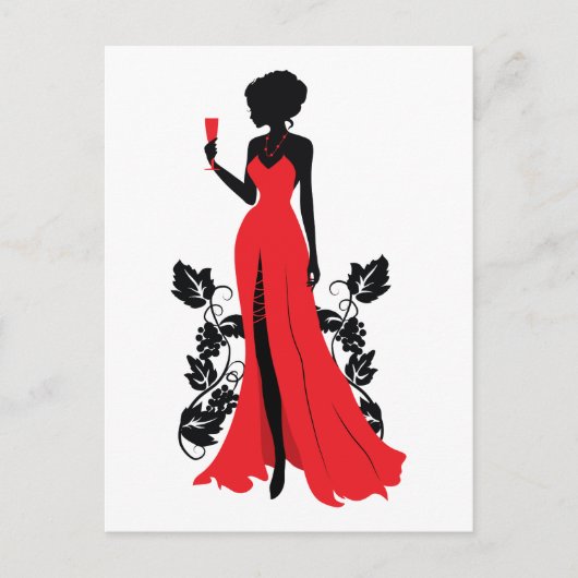 Carte Postale Belle silhouette de jeune femme avec verre (Devant)