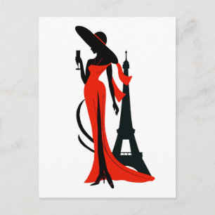 Carte Postale Belle silhouette de jeune femme avec verre