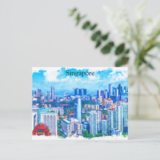 Carte Postale Belle Singapour Asie Panorama Vue (Debout devant)